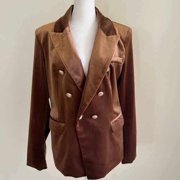 Choklate Paris Blazer Ladies Velvet Double Breasted Bronze SZ42/10 Classic - Picture 1 of 12